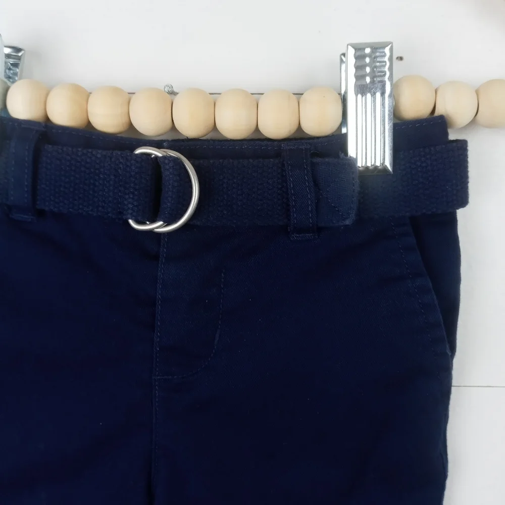 Ralph Lauren boys size 6 mos navy blue button elastic waist belted dress pants